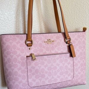 Coach Light Pink and Tan Tote Bag